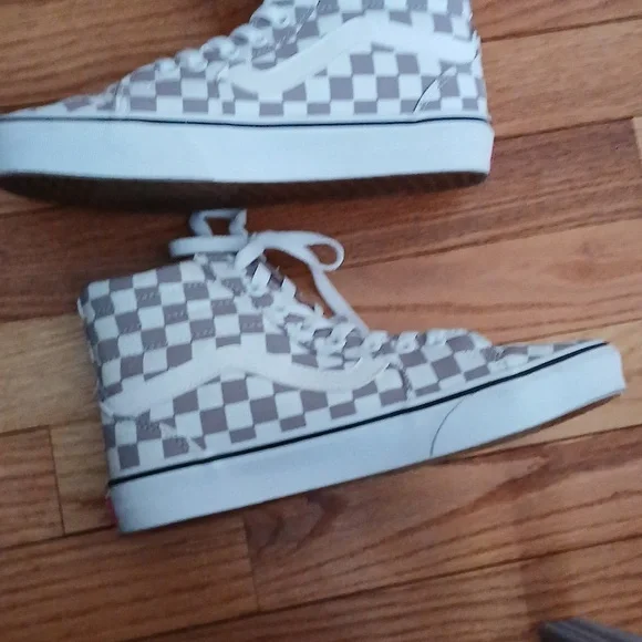 Vans Cherkerboard Pattern High Top Sneakers Dusty Lilac & White ■ Women's Size 7 - Picture 5 of 13